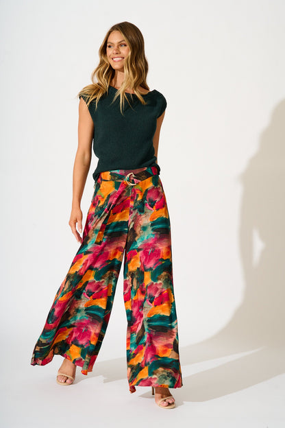 Jewel Mist Pant in Multi Watercolour Print