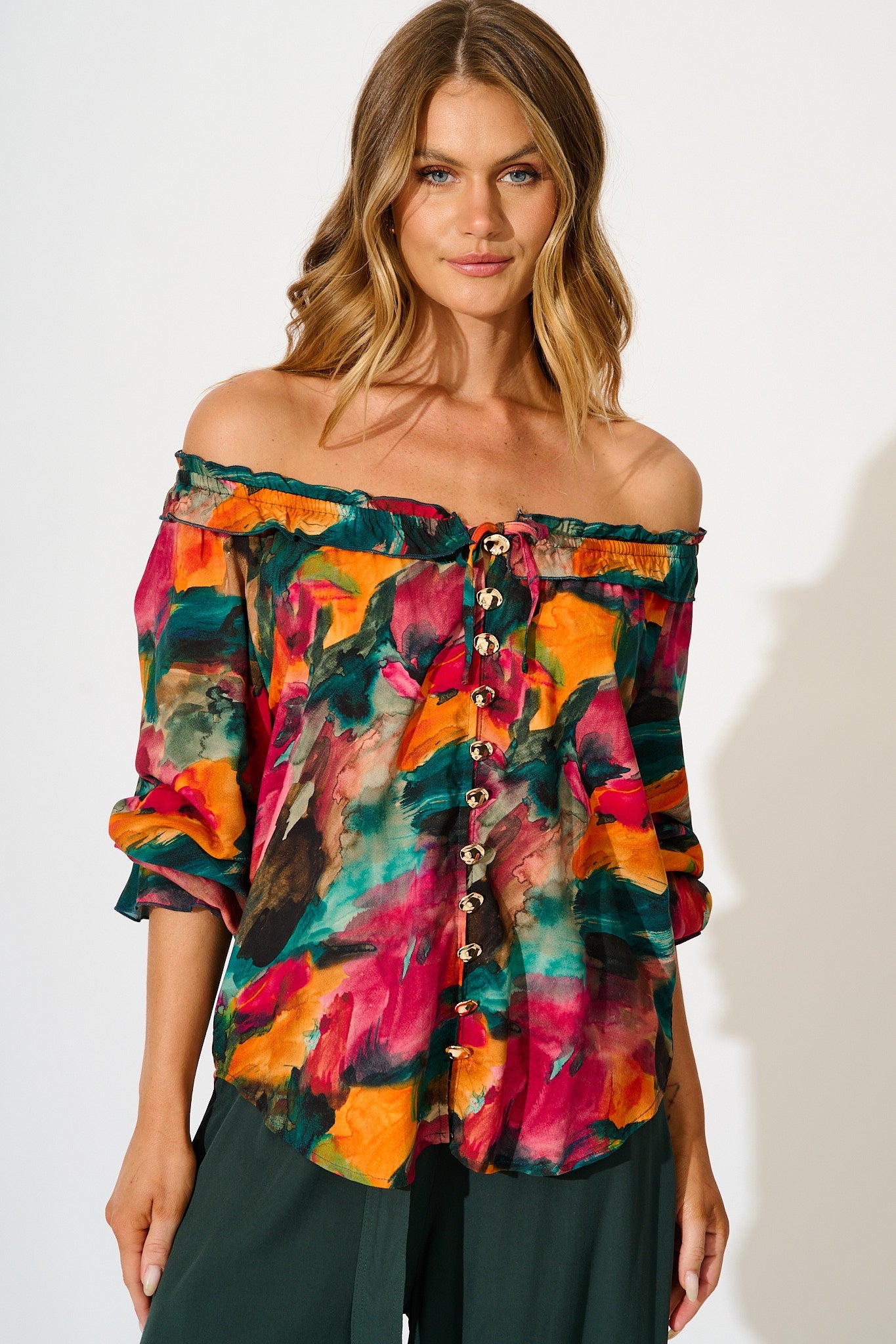 Painted Allure Top in Multi Watercolour Print
