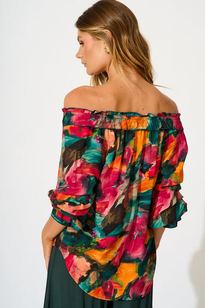 Painted Allure Top in Multi Watercolour Print