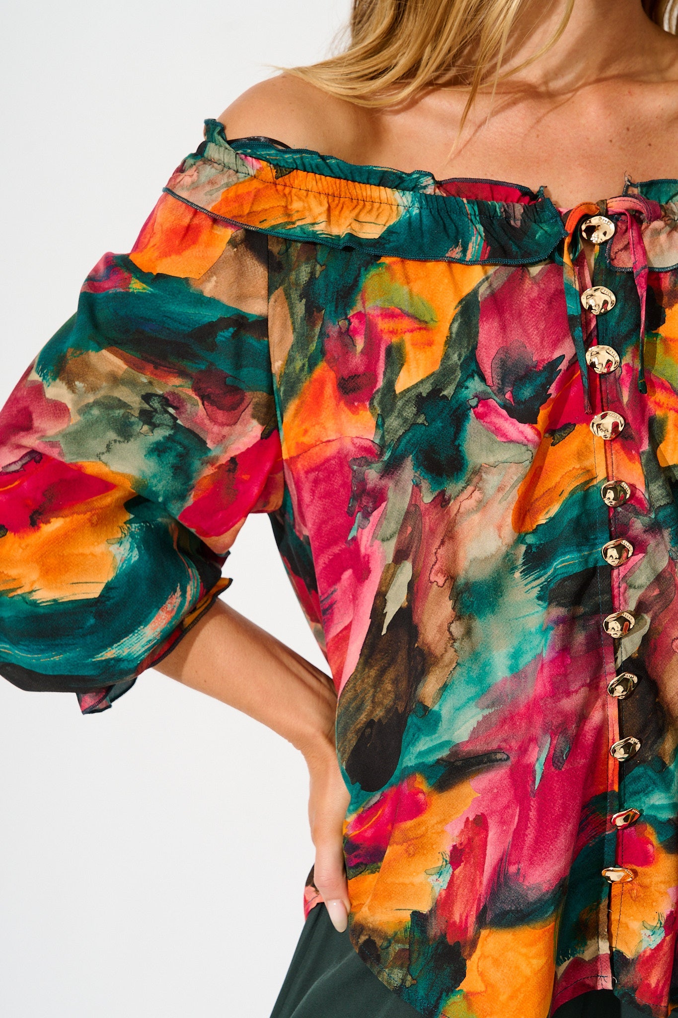 Painted Allure Top in Multi Watercolour Print