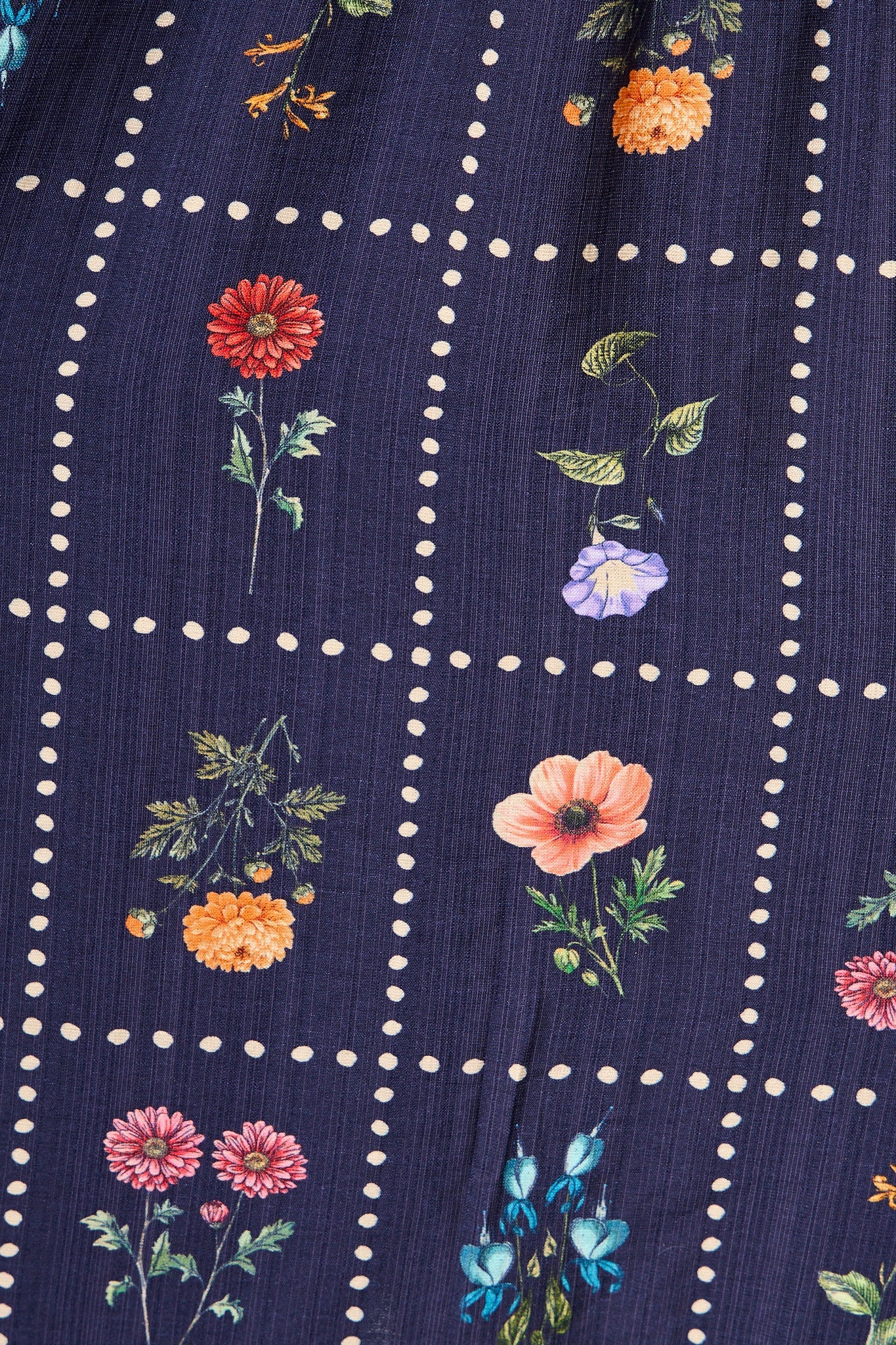 Border Bloom Dress in Navy with Multi Floral