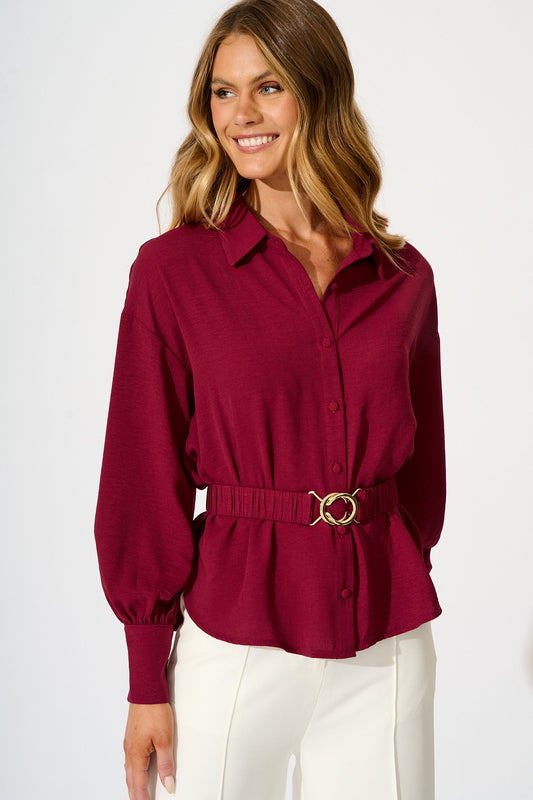 Corporate Chic Shirt in Wine