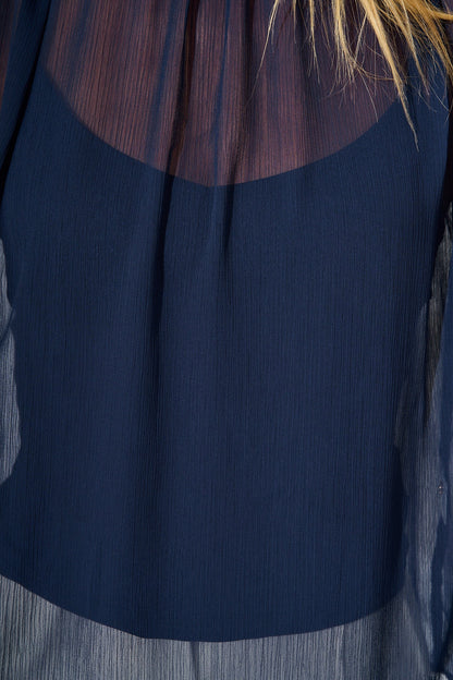 Boardroom Belle Top in Navy Chiffon