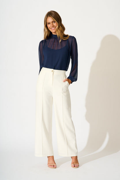 Boardroom Belle Top in Navy Chiffon