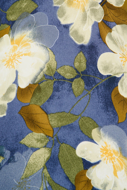 Nolita Shirt in Multi Blue Floral Print Satin