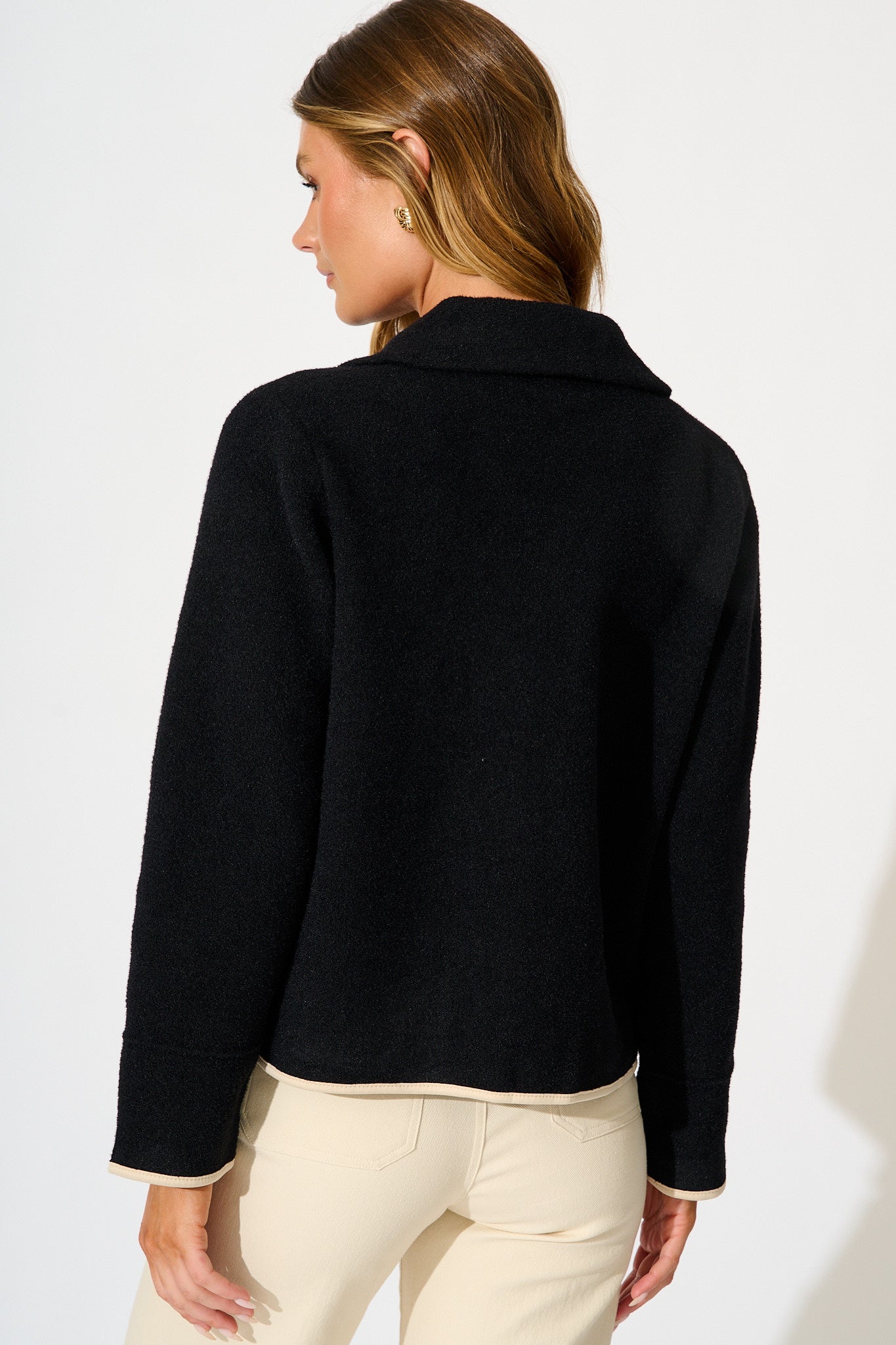 Danika Jacket in Black with Cream Contrast Trim