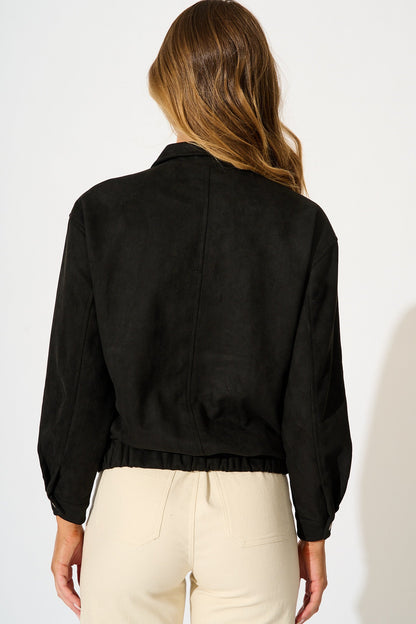 Laney Jacket in Black Suedette