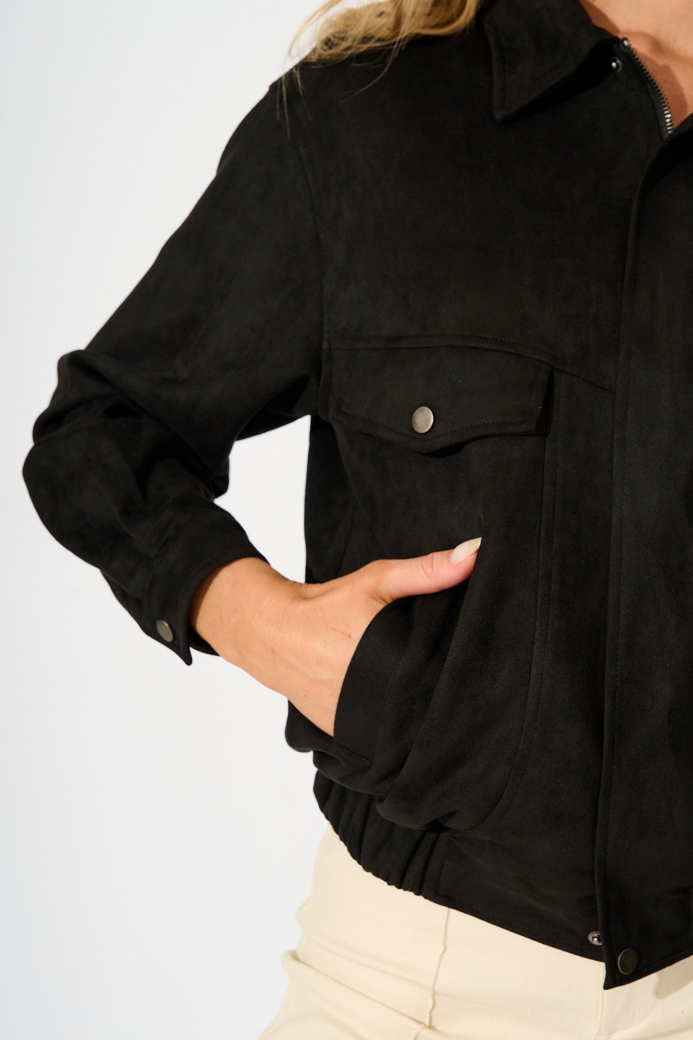 Laney Jacket in Black Suedette