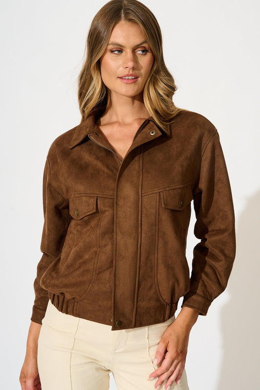 Laney Jacket in Tan Suedette