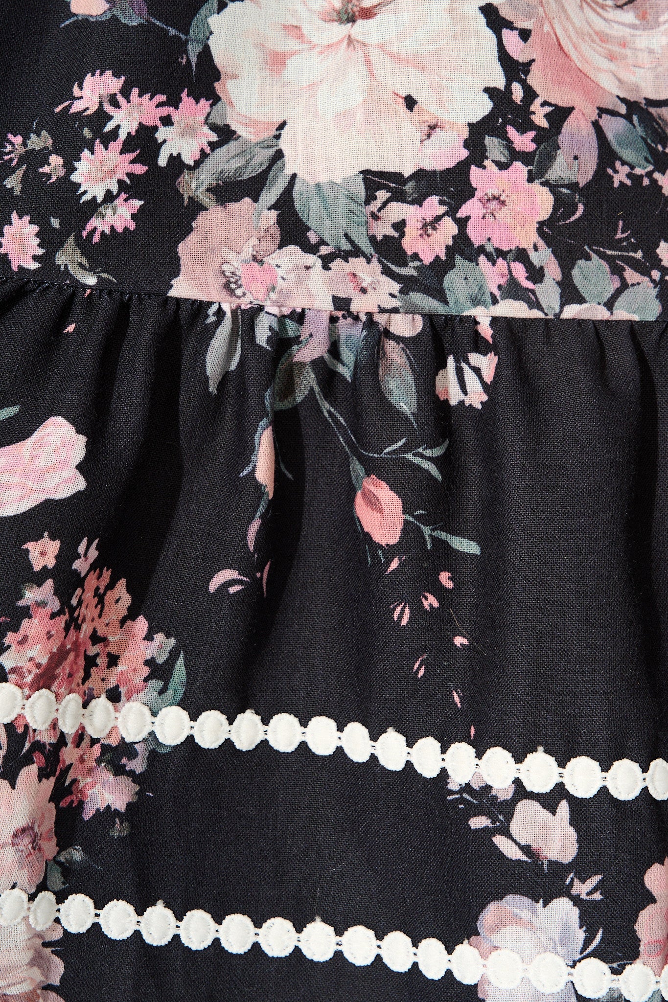 Wild Flower Muse Shirt Dress in Black with Blush Floral