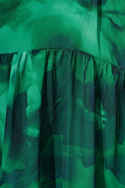 Mica Dress in Green Watercolour Chiffon