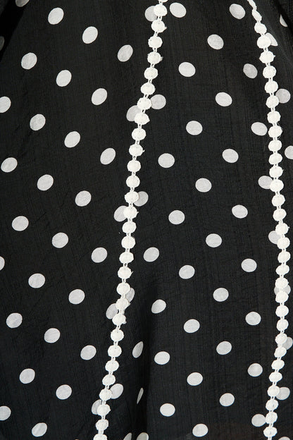 Lovingly Maxi Shirt Dress in Black with White Polka Dot