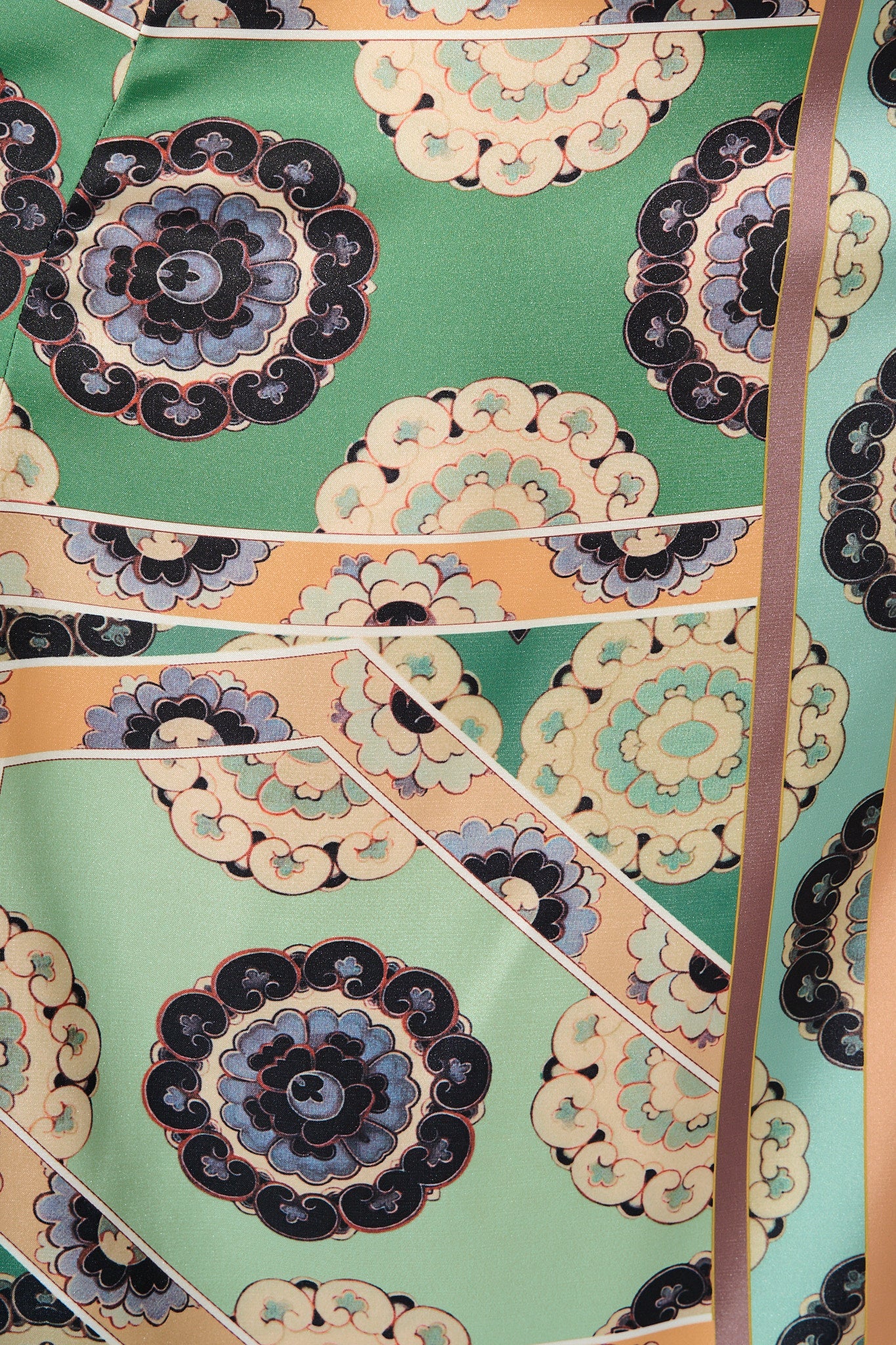 Newman Maxi Shirt Dress in Multi Green Print Satin