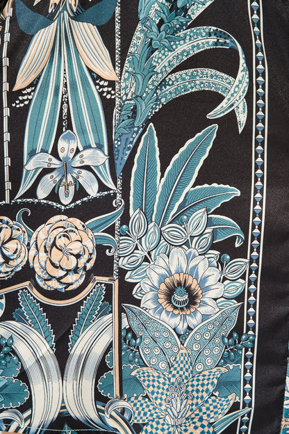 Fleur De Lune Dress in Black and Blue Floral