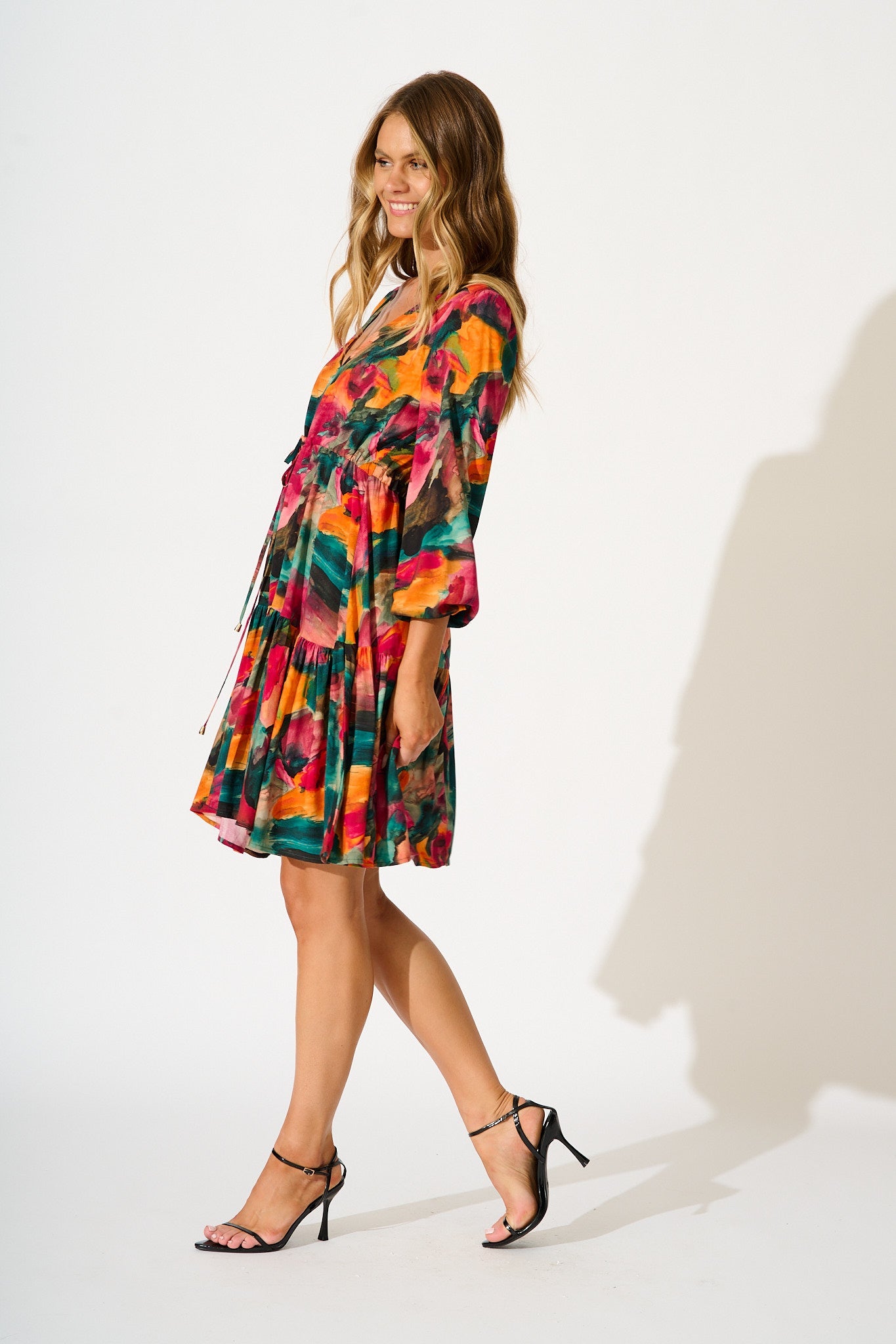 Have My Heart Dress in Multi Watercolour Print