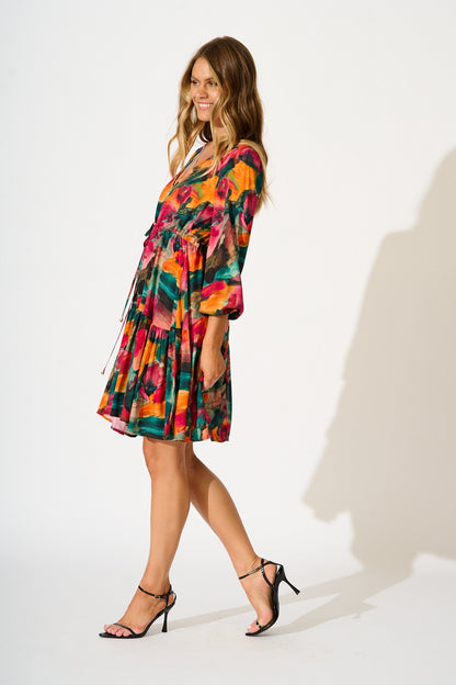 Have My Heart Dress in Multi Watercolour Print