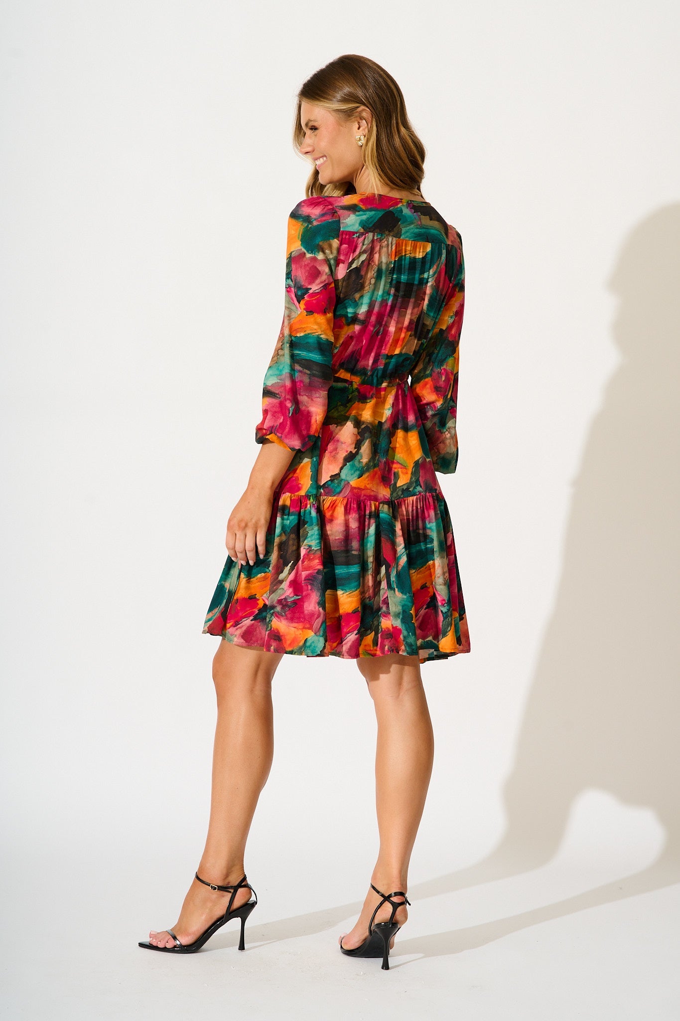 Have My Heart Dress in Multi Watercolour Print