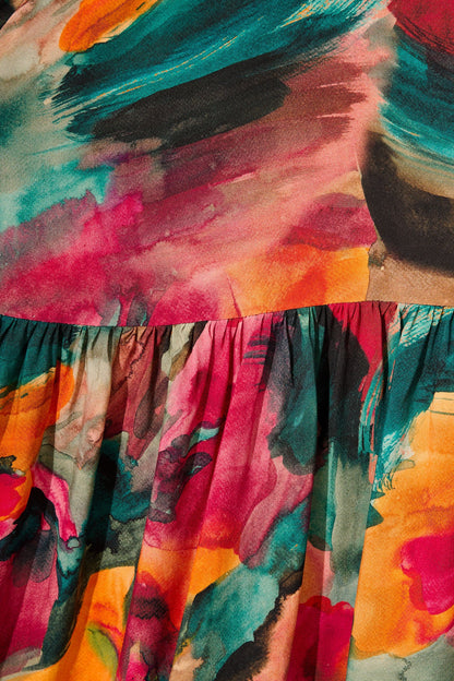 Have My Heart Dress in Multi Watercolour Print