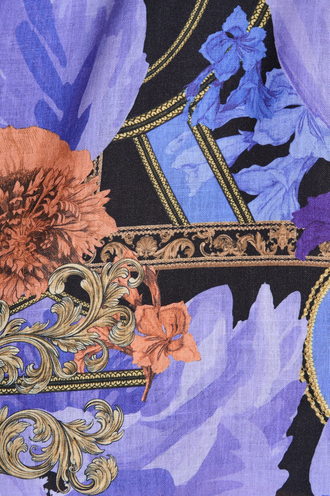 Lunar Bloom Shirt Dress in Blue with Multi Linen Blend