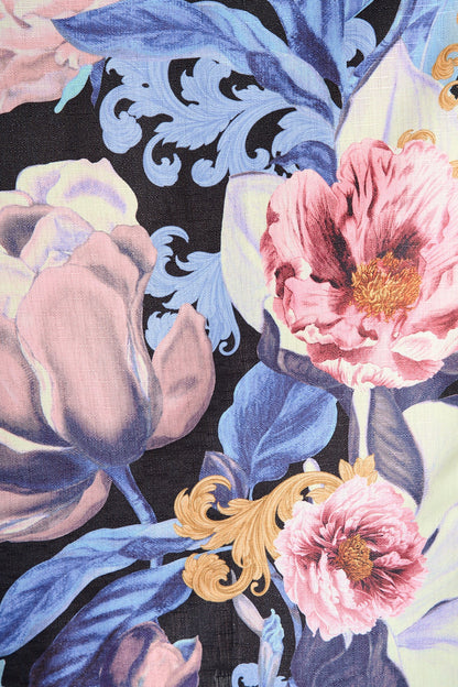 Garden Gala Maxi Dress in Multi Blue Floral Linen Blend