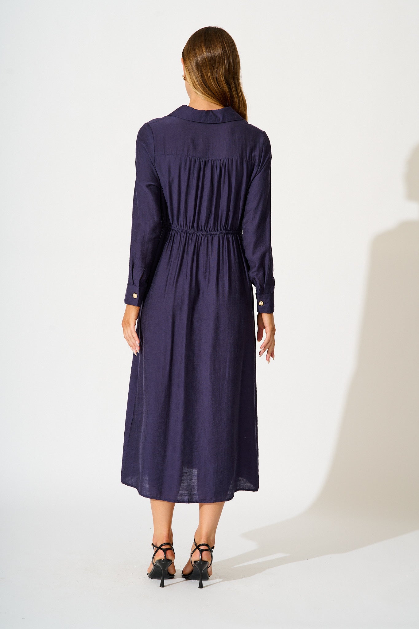 Painted Sky Midi Shirt Dress in Navy