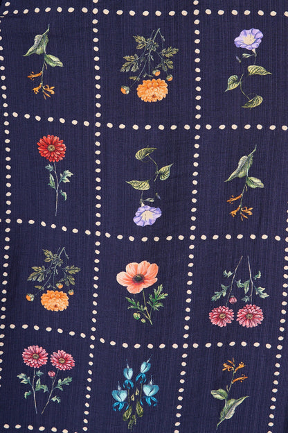 Framed in Florals Midi Shirt Dress in Navy with Multi Floral