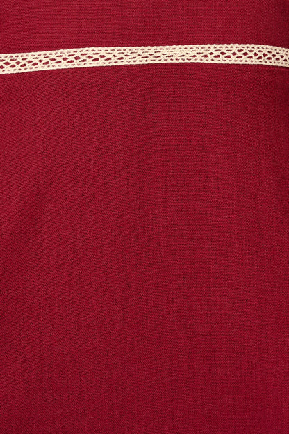 Soft Serenade Midi Dress in Wine Linen Blend