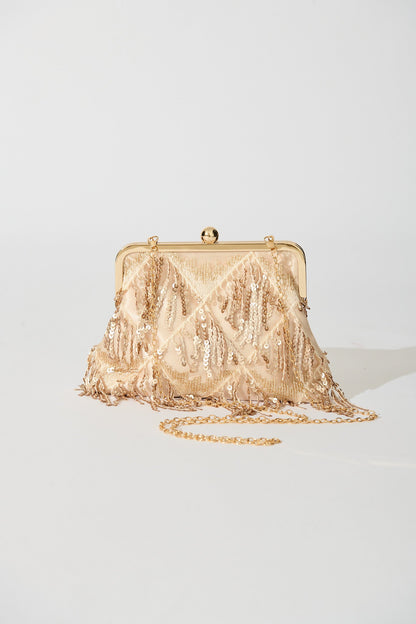 Glamour Clutch Bag in Rose Gold Sequin