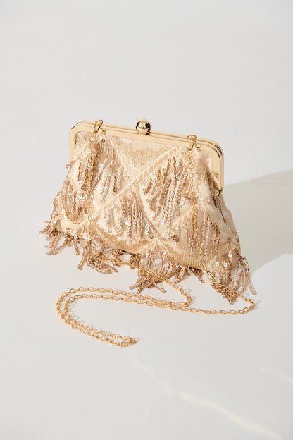 Glamour Clutch Bag in Rose Gold Sequin