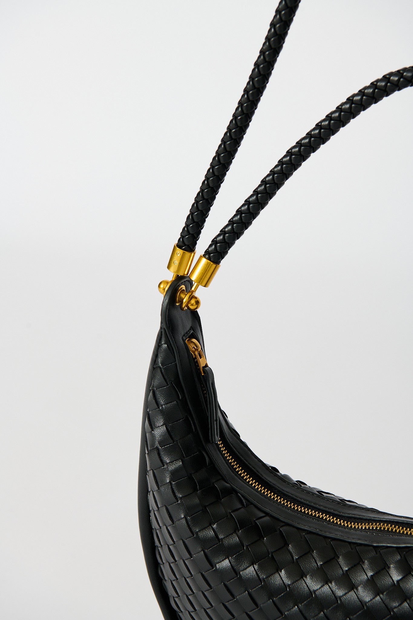 Aries Woven Hobo Bag in Black PU