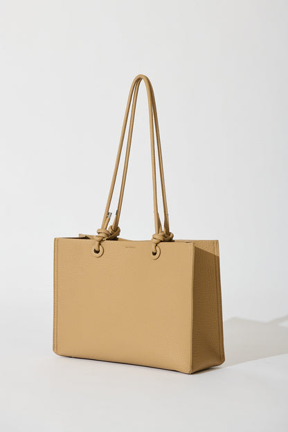 Shella Shoulder Tote Bag in Beige Pebble PU