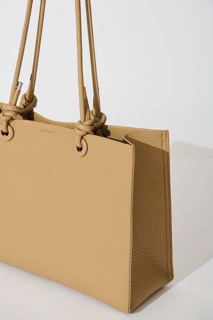 Shella Shoulder Tote Bag in Beige Pebble PU