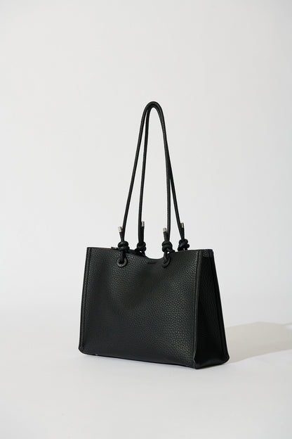 Shella Shoulder Tote Bag in Black Pebble PU