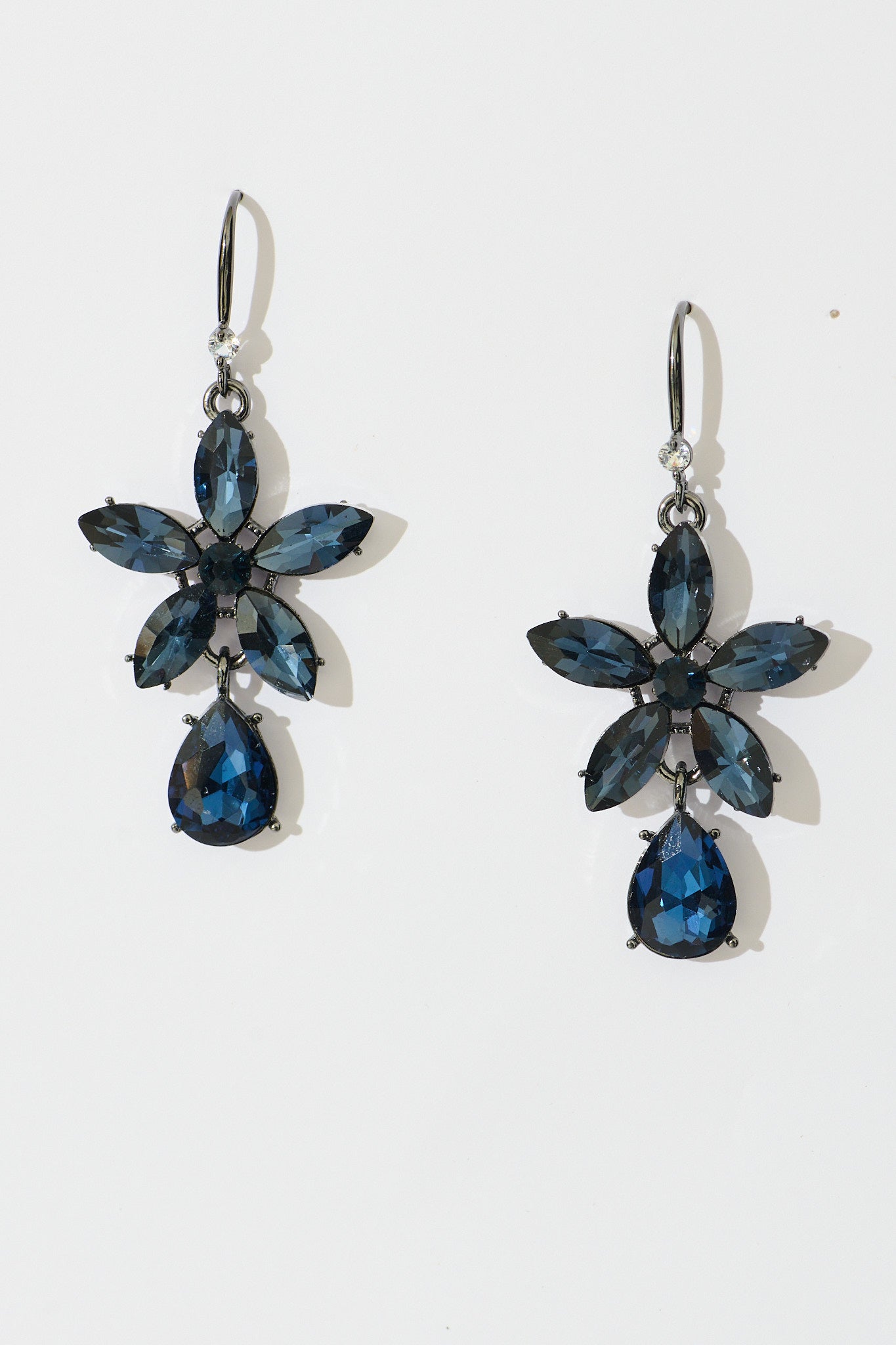 Olivia Drop Earrings in Navy Stones