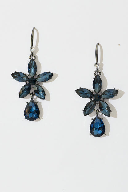 Olivia Drop Earrings in Navy Stones