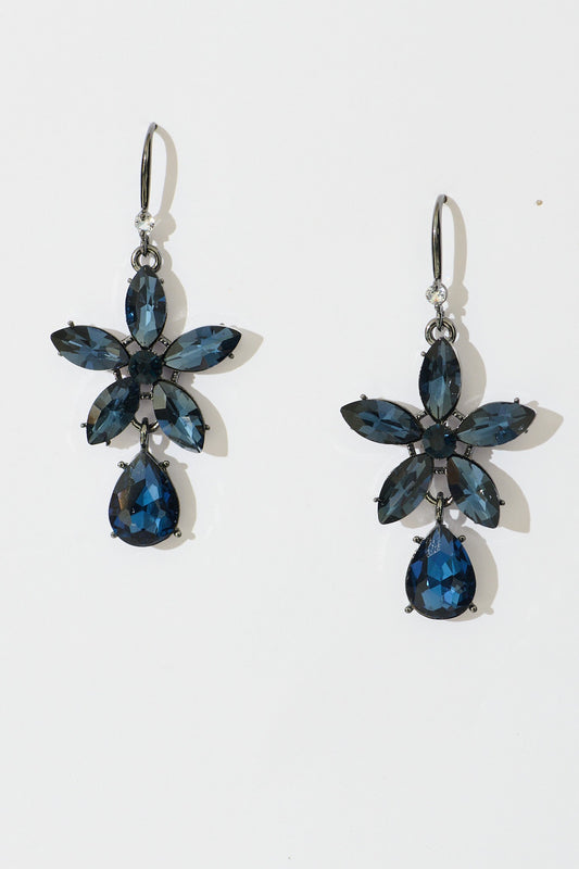 Olivia Drop Earrings in Navy Stones
