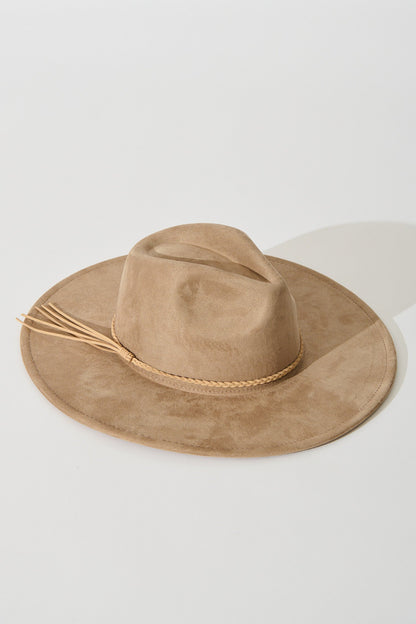 Julia Fedora Hat in Taupe Suedette
