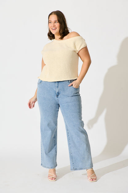 Elsie Knit Top in Cream Cotton Blend