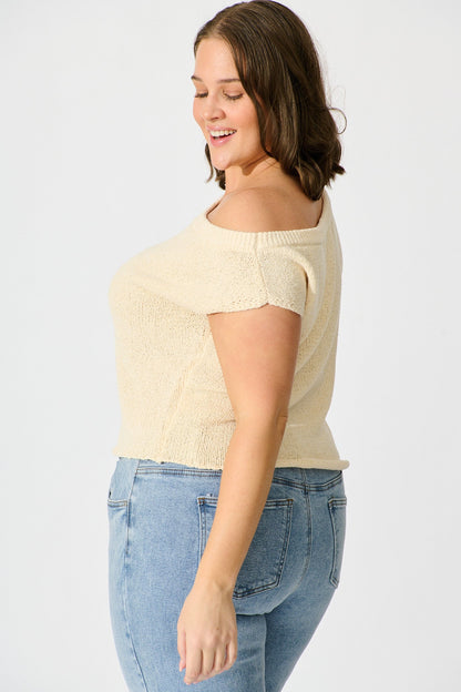 Elsie Knit Top in Cream Cotton Blend