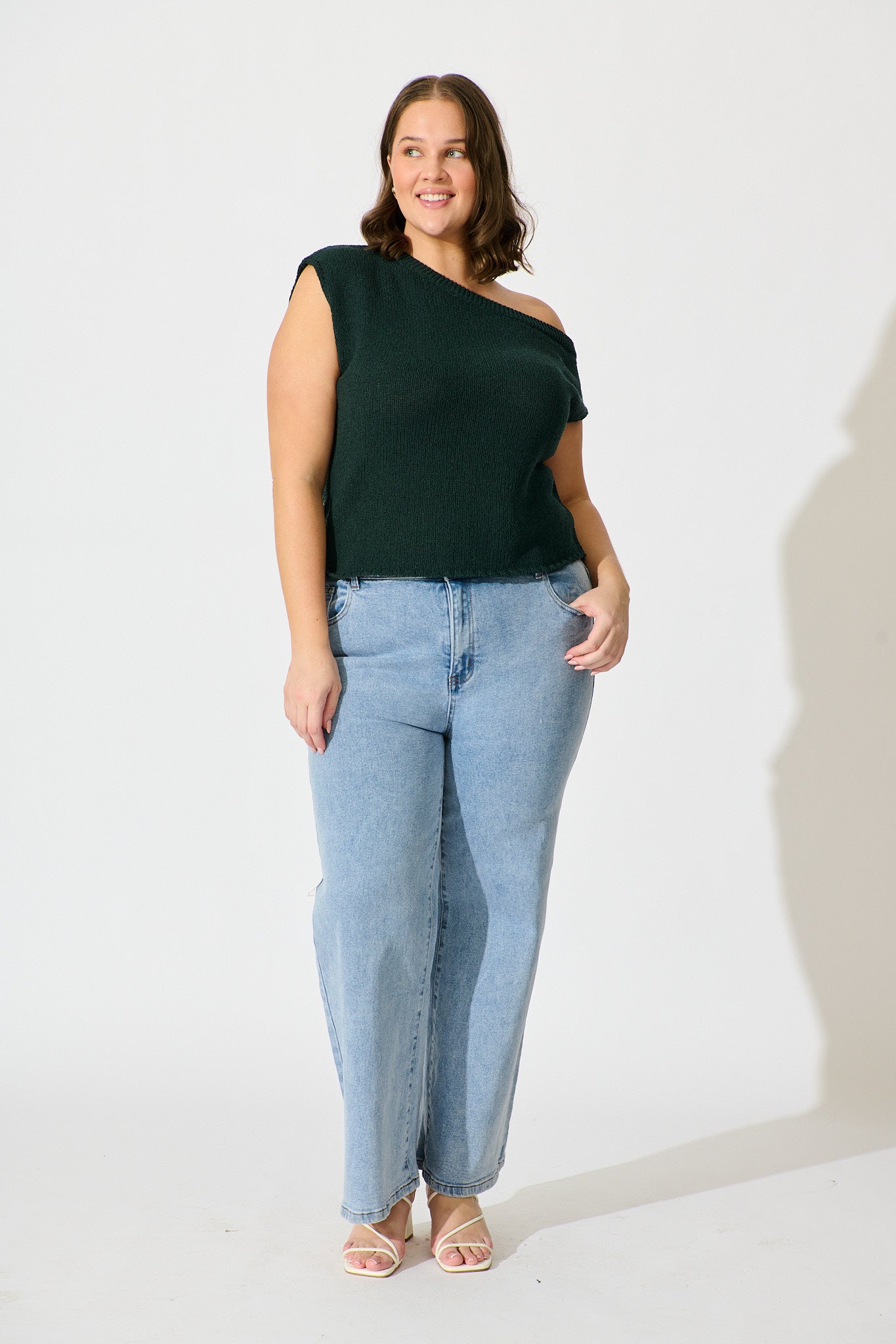 Elsie Knit Top in Emerald Cotton Blend