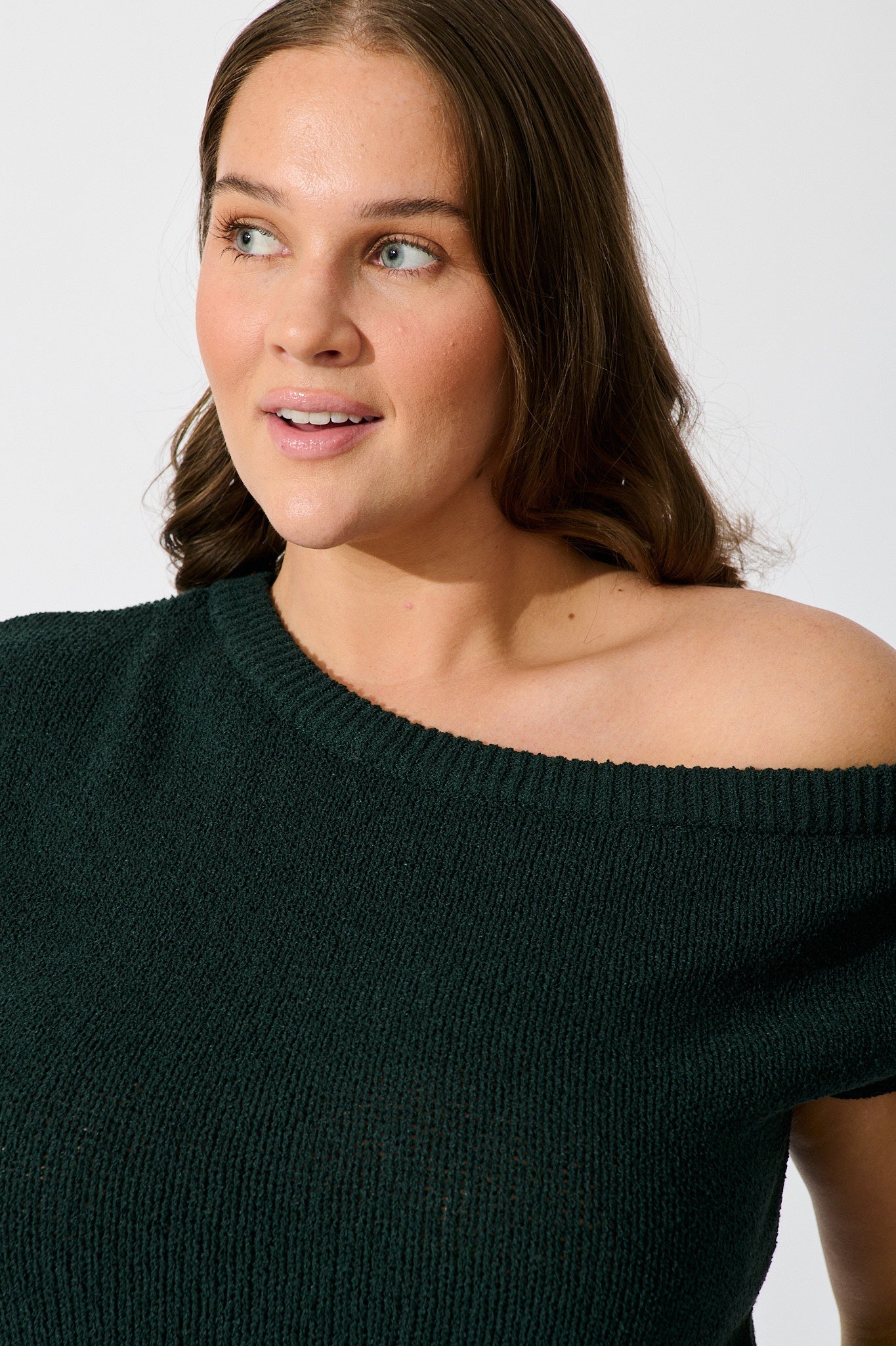 Elsie Knit Top in Emerald Cotton Blend