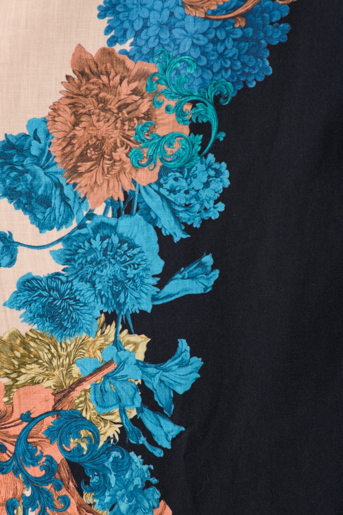 Botanical Bliss Maxi Shirt Dress in Black Multi Floral Linen Blend