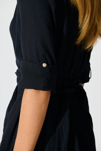 Monday Muse Midi Shirt Dress in Navy