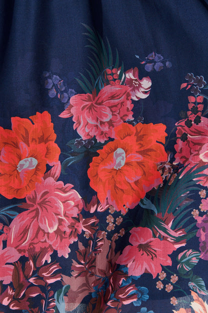 Horizon Bloom Dress in Navy Floral Cotton Blend