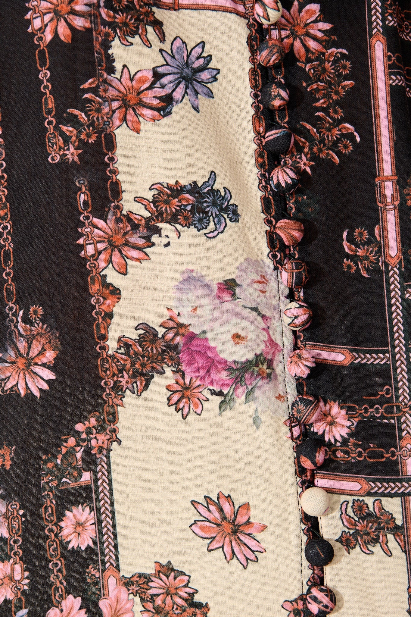 Floral Cascade Top in Black with Blush Patchwork Floral