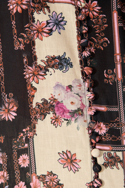 Floral Cascade Top in Black with Blush Patchwork Floral