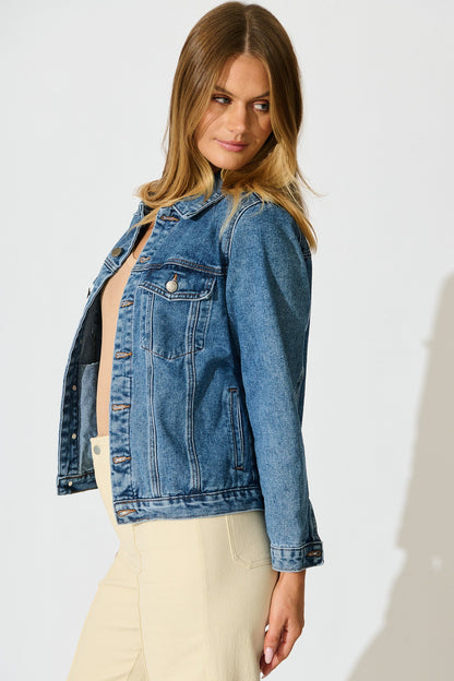 No Doubts Denim Jacket in Mid Blue Wash