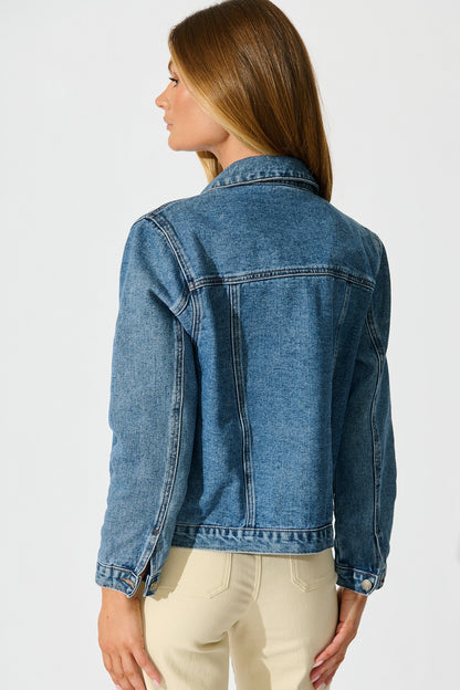 No Doubts Denim Jacket in Mid Blue Wash