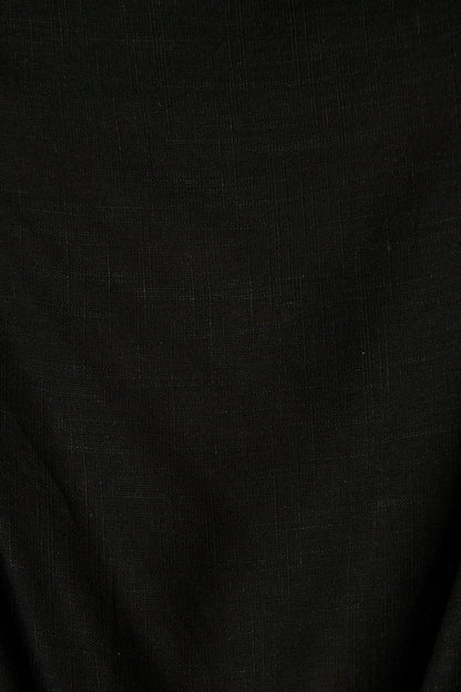 Zita Off Shoulder Top in Black Cotton Linen