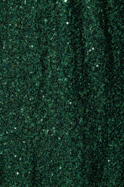 Shayla Off Shoulder Dress in Emerald Sequin